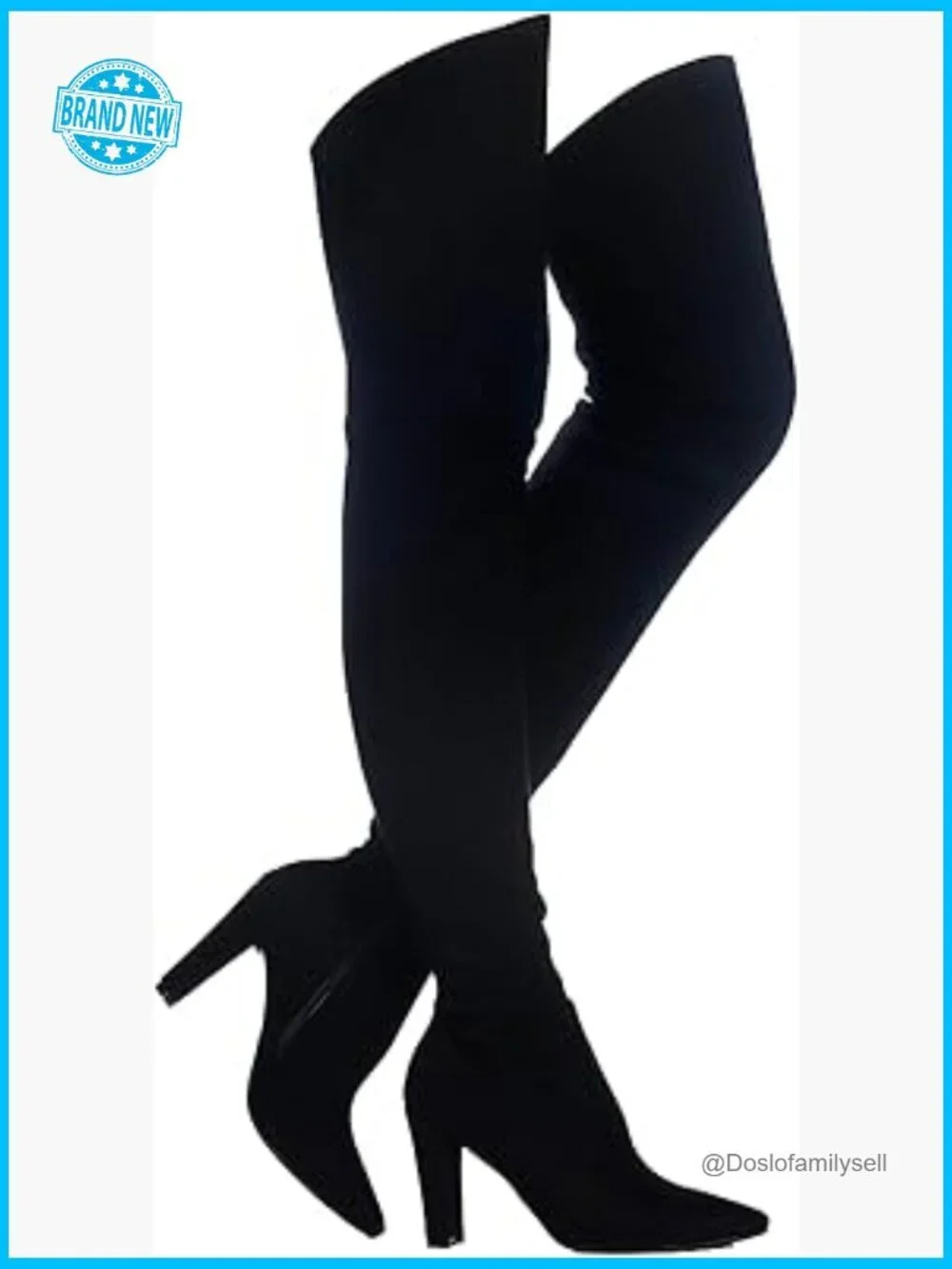 Stretch Suede Chunky Heel Over The Knee Boots Thigh High Winter